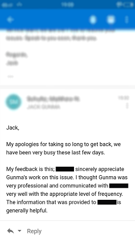 Gunma Private Investigation client testimonial 2